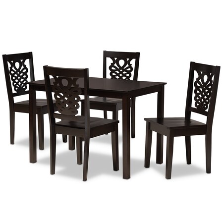 Baxton Studio Luisa Modern and Contemporary Transitional Dark Brown Finished Wood 5-Piece Dining Set 177-11381-8026-Zoro
